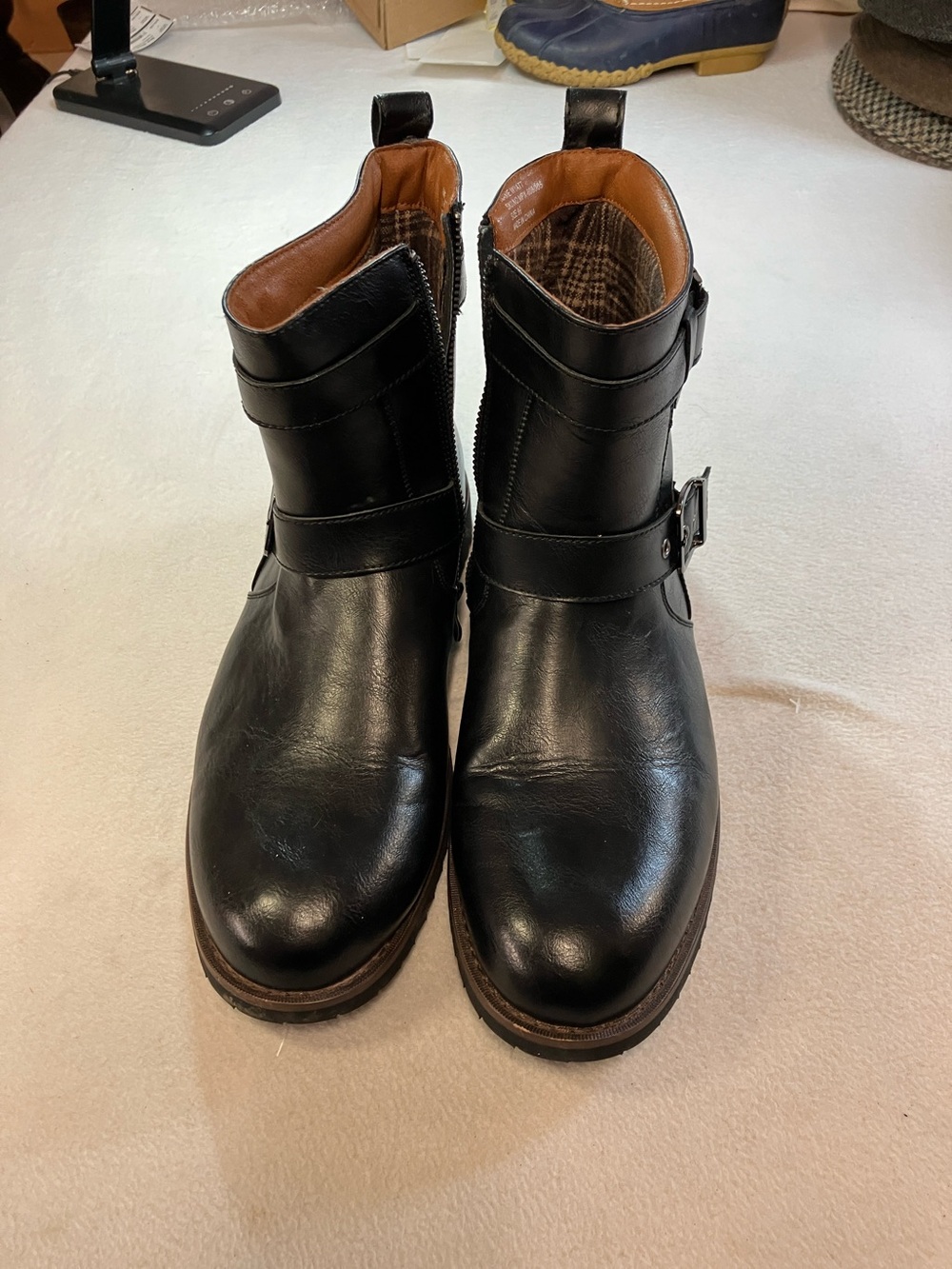 Men's Black Leather Buckle Ankle Boots
